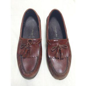Hunters Bay Leather Collection Mens Slip on Loafers Shoes Size 11 Burgundy/Brown